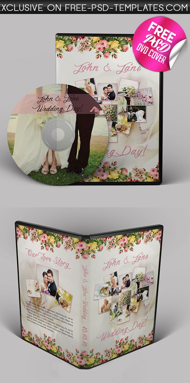 Free dvd cover psd template psd download | get more cd, clean and dvd box psd featured in +60631 free mockup psd, flyer psd and psd templates. 90 Best Wedding Dvd Cover Templates Free Premium